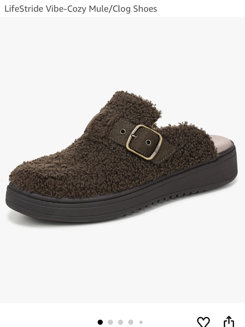 NIB Life Stride Vibe Sherpa Slip-On Mule / Clog with Buckle